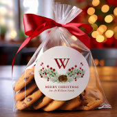 kerstfeestdag met monogrammed ronde sticker