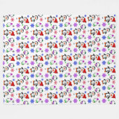 Kerstfeestdag met pinguïns en snowflakes fleece deken (Voorkant (Horizontaal))