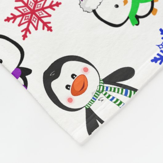 Kerstfeestdag met pinguïns en snowflakes fleece deken (Hoek)