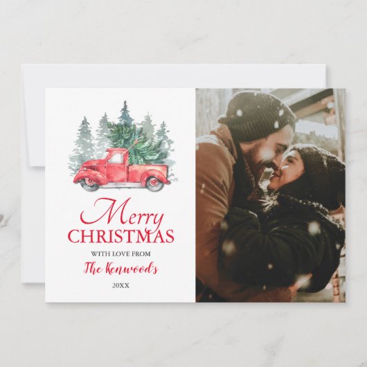  kerstfeestdag met Red Truck Feestdagenkaart (Voorkant)