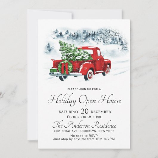  kerstfeestdag met Red Truck Kaart (Voorkant)