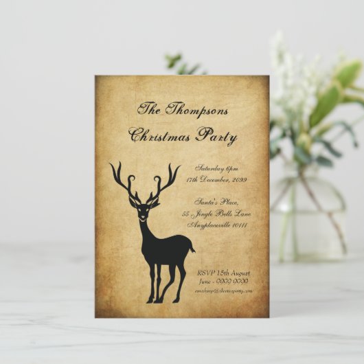  kerstfeestdag met rendieren kaart (Staand voorkant)