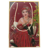 kerstfeestdag met Retro Art Deco Woman Medium Cadeauzakje (Voorkant)