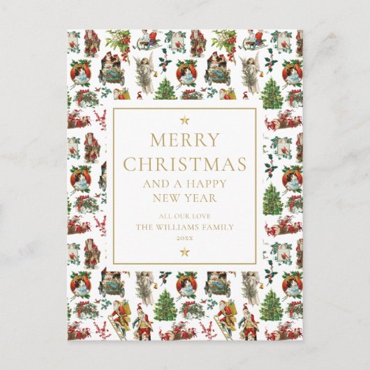  kerstfeestdag met Retro Feestdagenkaart (Voorkant)