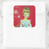  kerstfeestdag met retro-kerstdame sticker (Tas)