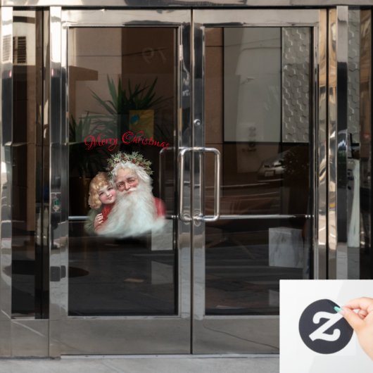 kerstfeestdag met Retro Santa Claus Raamsticker (Kantoordeur)