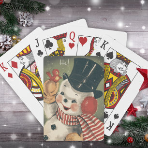 kerstfeestdag met Retro Snowman Pokerkaarten