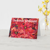  kerstfeestdag met rode bloemen Kaart (Gele Bloem)