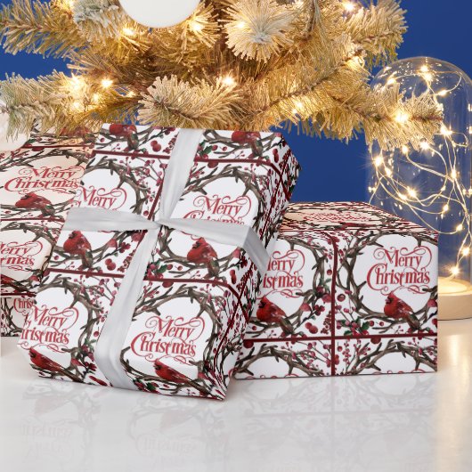 Kerstfeestdag met rode borstbessen cadeaupapier (Feestdagen)