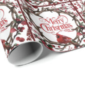 Kerstfeestdag met rode borstbessen cadeaupapier (Rol Hoek)