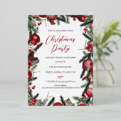 kerstfeestdag met rode feestelijke feestdag folie uitnodiging (Staand Voorkant)