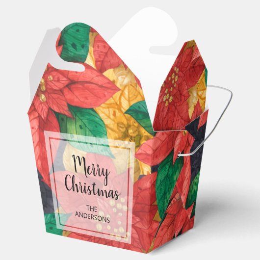 Kerstfeestdag met rode gouden tinten bedankdoosjes (Geopend)