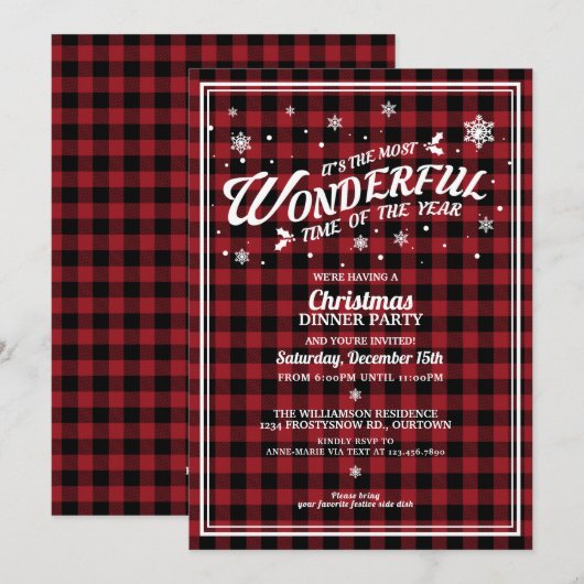 kerstfeestdag met rode kerstmis kaart (Voorkant / Achterkant)