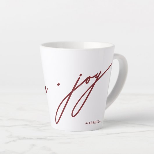 Kerstfeestdag met rode naam en liefdesnaam latte mok (Rechterhoek)