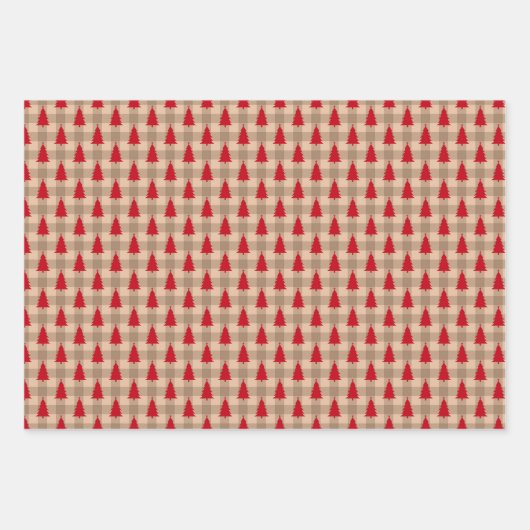 kerstfeestdag met rode Tan-bomen Inpakpapier Vel (Voorkant 2)