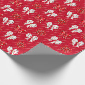 Kerstfeestdag met rode witte bogen cadeaupapier (Hoek)