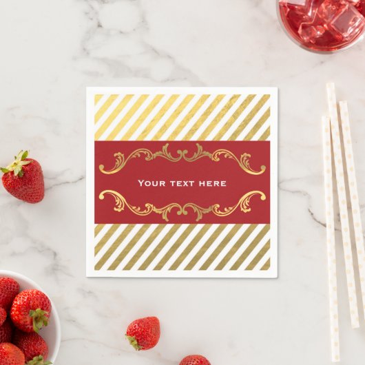 Kerstfeestdag met rood en goudstaven Napkins Servetten (Insitu)