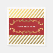 Kerstfeestdag met rood en goudstaven Napkins Servetten (Voorkant)