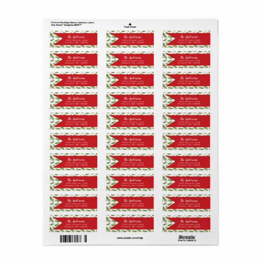 Kerstfeestdag met rood en groen Fern Etiket (Full Sheet)