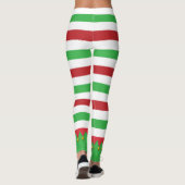 Kerstfeestdag met rood en groen gestreept geluid leggings (Achterkant)