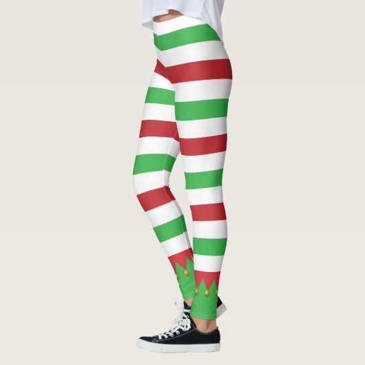 Kerstfeestdag met rood en groen gestreept geluid leggings (Links)