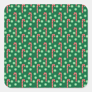 Kerstfeestdag met rood en groen snoepriet vierkante sticker
