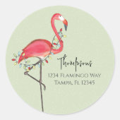 kerstfeestdag met roze flamingo Cute Ronde Sticker (Voorkant)