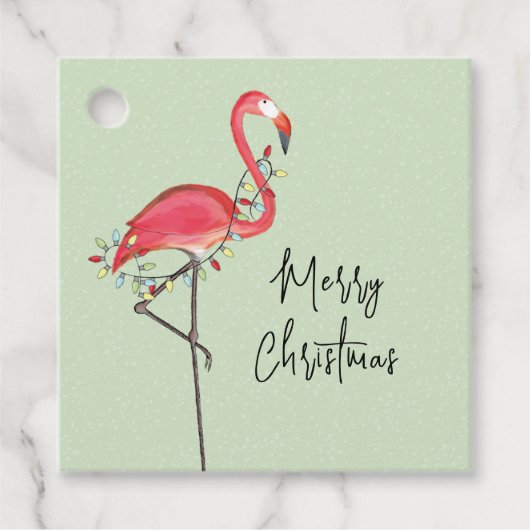 kerstfeestdag met roze lampjes bedankjes labels (Voorkant)