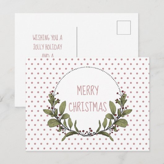 kerstfeestdag met roze roze bruine feestdag feestdagenkaart (Voorkant / Achterkant)