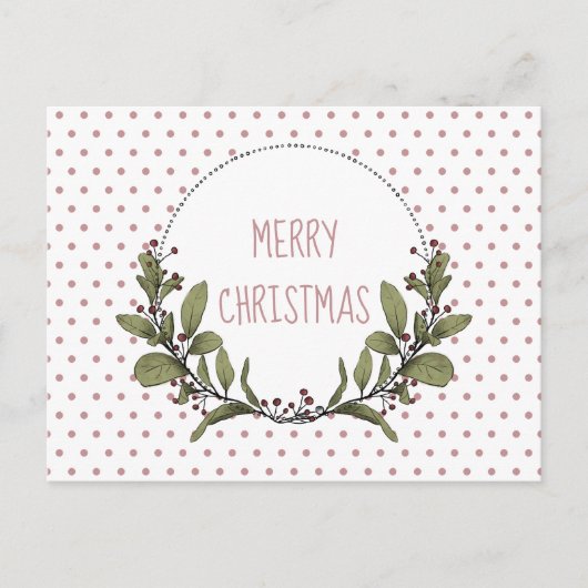 kerstfeestdag met roze roze bruine feestdag feestdagenkaart (Voorkant)