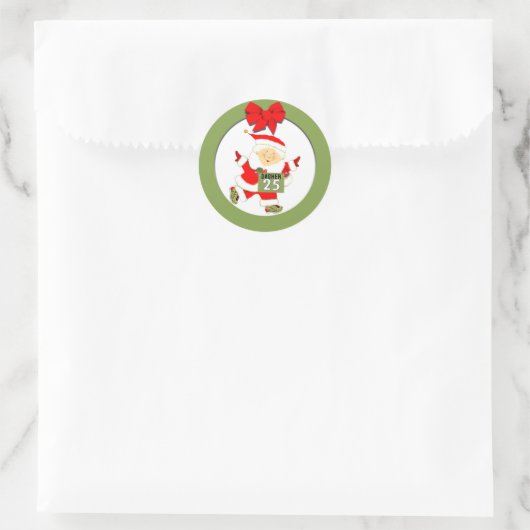 Kerstfeestdag met Runner Ronde Sticker (Tas)