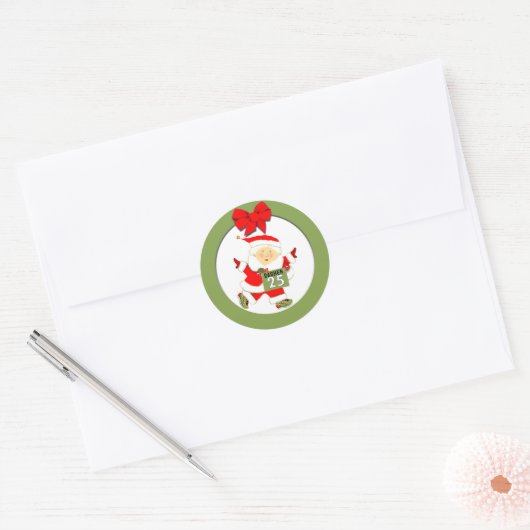Kerstfeestdag met Runner Ronde Sticker (Envelop)