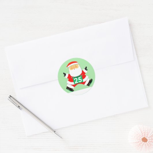Kerstfeestdag met Runner Ronde Sticker (Envelop)