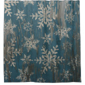 kerstfeestdag met sneeuwvlokken Rustisch douchegor Douchegordijn (Voorkant)