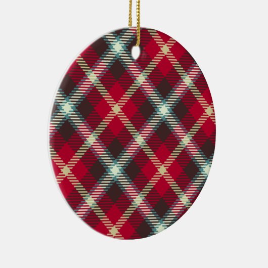 kerstfeestdag met Tartan Pattern Pset Design Keramisch Ornament (Rechts)
