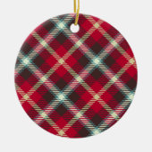kerstfeestdag met Tartan Pattern Pset Design Keramisch Ornament (Voorkant)