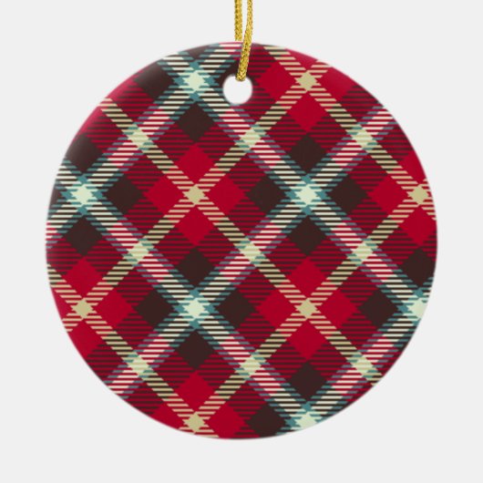 kerstfeestdag met Tartan Pattern Pset Design Keramisch Ornament (Voorkant)