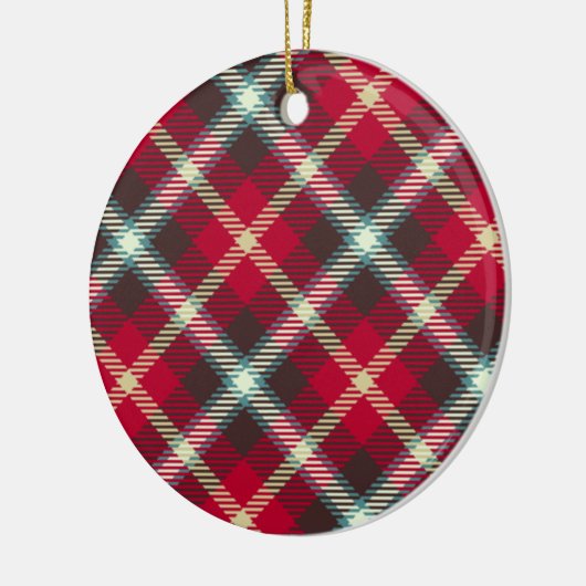 kerstfeestdag met Tartan Pattern Pset Design Keramisch Ornament (Links)