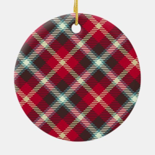 kerstfeestdag met Tartan Pattern Pset Design Keramisch Ornament (Achterkant)