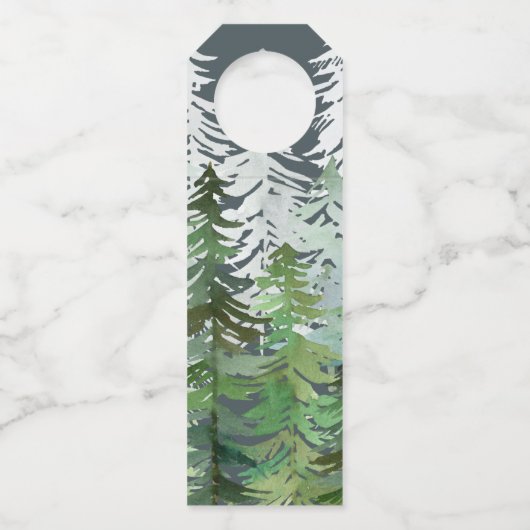 Kerstfeestdag met waterverf-bos flessenhanger (Achterkant)