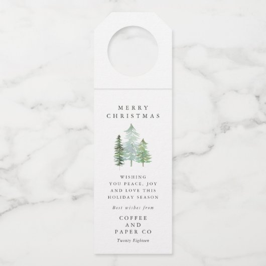 Kerstfeestdag met waterverf-bos flessenhanger (Voorkant)