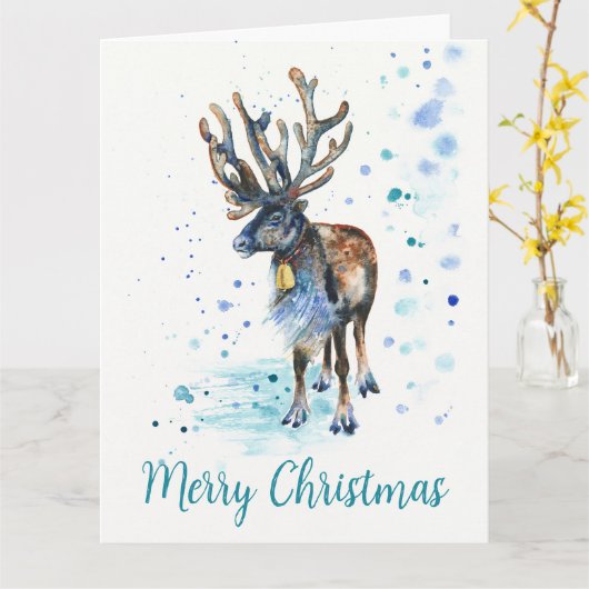 Kerstfeestdag met Waterverf met handschilderen Kaart (Gele Bloem)