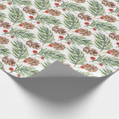kerstfeestdag met Waterverf Pine Cones Branch Holi Cadeaupapier (Hoek)