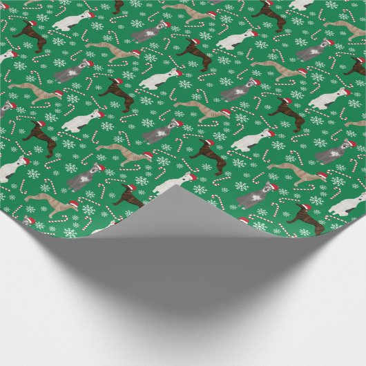 Kerstfeestdag met Whippet Dogs Cadeaupapier (Hoek)