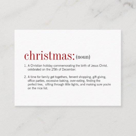 Kerstfeestdag, mini-feestdag advieskaart (Voorkant)