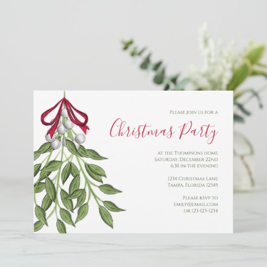 Kerstfeestdag Mistletoe Botanische Greenery Kaart (Staand voorkant)