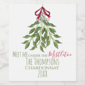 Kerstfeestdag Mistletoe Cute Whimsical Fun Wijn Etiket (Enkel label)