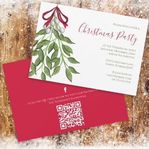 Kerstfeestdag Mistletoe Greenery QR Code Kaart