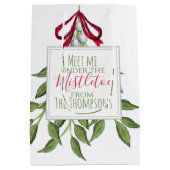 Kerstfeestdag Mistletoe Merry Whimsical Cute Medium Cadeauzakje (Achterkant)