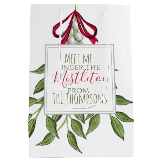 Kerstfeestdag Mistletoe Merry Whimsical Cute Medium Cadeauzakje (Achterkant)